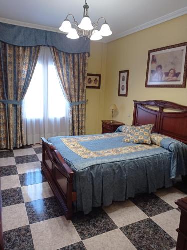 阿尔玛格鲁Apartamento Turístico Antigua Universidad Almagro的一间卧室设有一张床和一个窗口