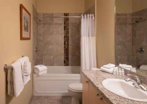 西基隆拿湖畔度假酒店的带浴缸、卫生间和盥洗盆的浴室