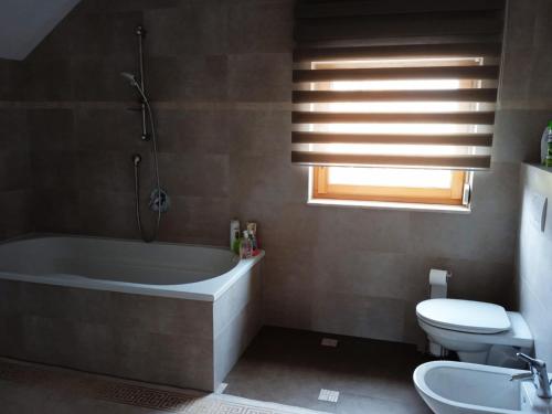 图尔达Casa Panoramic的带浴缸、卫生间和盥洗盆的浴室