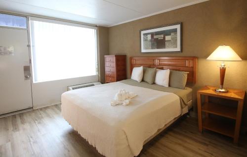 威尔伍德克拉斯特十字军战士海滨度假酒店的一间酒店客房,床上有白色的花朵