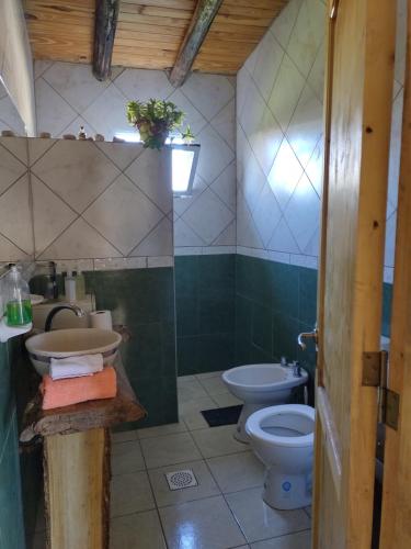 La ConsultaCabaña Hurú Zaha的一间带卫生间和水槽的浴室