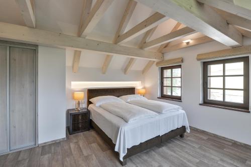 特热邦纳瑟尼寇公寓的一间卧室设有一张大床和两个窗户。