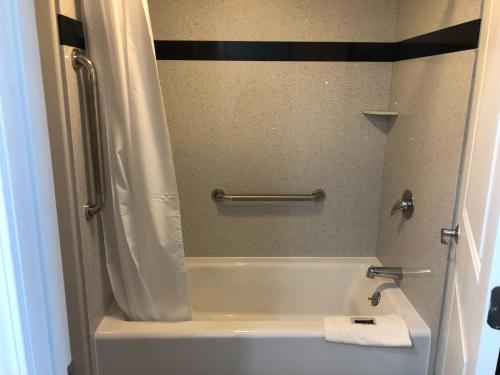 卡森卡利旅馆的带浴缸和淋浴帘的浴室