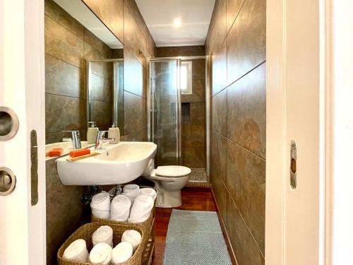 卡内·德·玛尔APARTAMENT MEDITERRANI的一间带水槽和卫生间的浴室