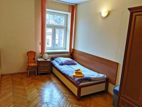 Horyniec"Aleksandrówka" Restauracja i Noclegi的一间小卧室,配有床和窗户