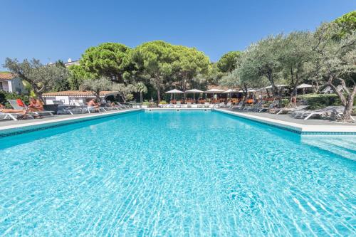 卡达克斯普拉亚索尔酒店的一座带椅子和树木的度假村游泳池