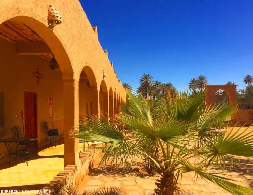 梅尔祖卡Hotel Riad Le Petit Prince的前面有棕榈树的建筑