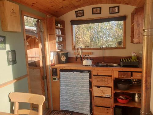 LetterstonTiny Home的一个小厨房,配有水槽和窗户