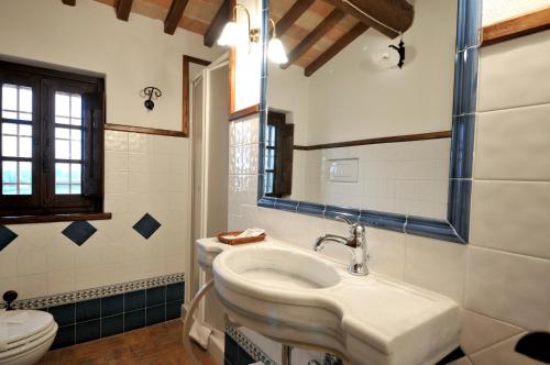 斯佩洛Terre Del Cantico Country House的一间带水槽和卫生间的浴室