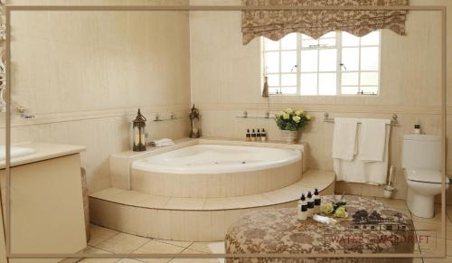 弗里尼欣Water on Waldrift Guesthouse的带浴缸、卫生间和盥洗盆的浴室