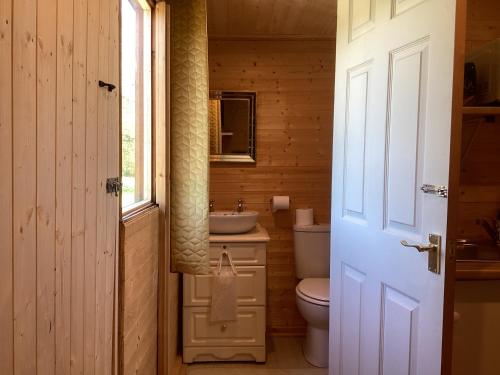 Vigo VillageVigo Retreat cabin 2的一间带卫生间、水槽和窗户的浴室