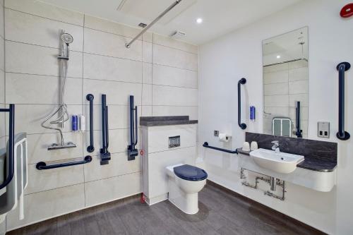 米尔福德港Tŷ Milford Waterfront的一间带卫生间和水槽的浴室