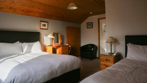 克利夫登本布林之家住宿加早餐旅馆的酒店客房,配有两张床和椅子