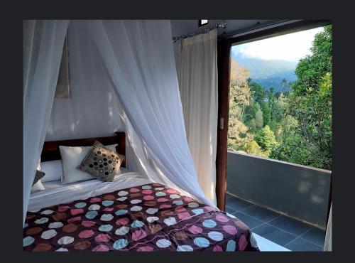 新加拉惹苏吉格德民宿的一间卧室设有一张床和一个大窗户