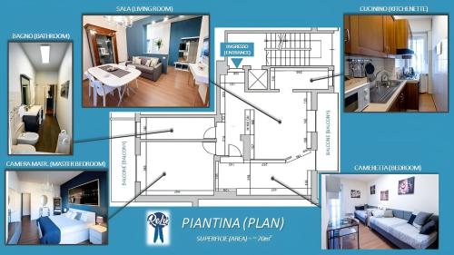 都灵ReLù, intero appartamento Allianz Arena (Juventus Stadium)的客厅和厨房的照片拼合在一起