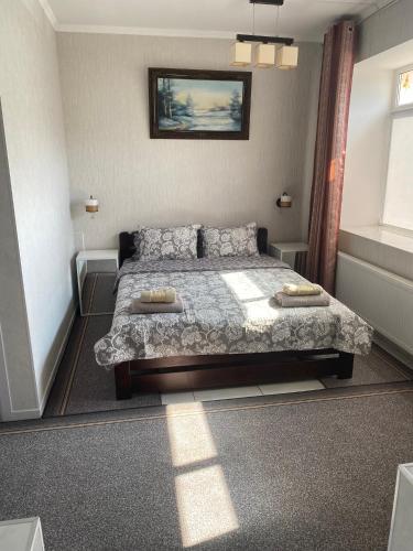 索罗卡Soroca Motel的一间卧室配有一张带两个枕头的床