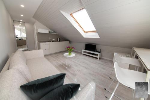 耶德库安特COME2rest - Smilga的带沙发和天窗的客厅