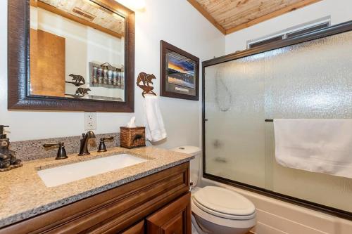 大熊湖008 - Bear Haven的浴室配有卫生间、盥洗盆和淋浴。