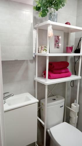 阿利坎特Habitación con baño privado en piso familiar的白色的浴室设有卫生间和水槽。