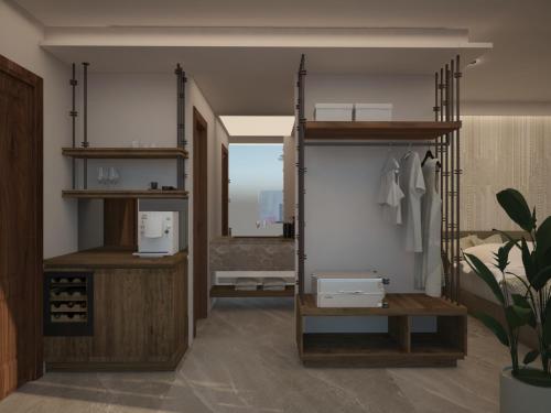 尼基季Assano Seafront Luxury的一间设有壁橱和家具的房间