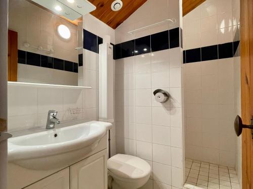CayresGîte Cayres, 2 pièces, 5 personnes - FR-1-582-340的白色的浴室设有水槽和卫生间。