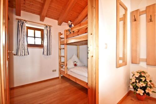 基姆高地区阿绍Ferienwohnungen Wanderparadies Bauernhof的客房设有两张双层床和一扇窗户。