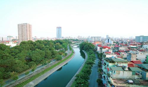 河内景观或在酒店看到的城市景观