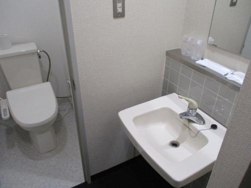 八户市Hotel Tetora HonHachinohe的浴室配有白色水槽和卫生间。