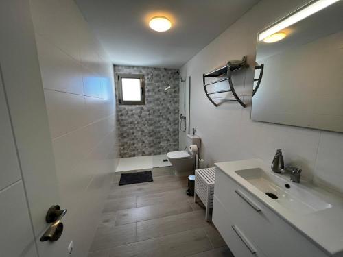 阿雷西费Arrecife exclusive beach house的白色的浴室设有水槽和卫生间。