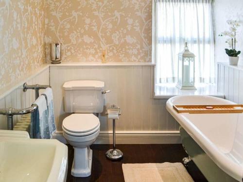 贝灵汉姆Milburn House的浴室配有卫生间、浴缸和水槽。