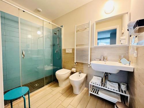 切塞纳蒂科阿里斯公寓的浴室配有卫生间、盥洗盆和淋浴。