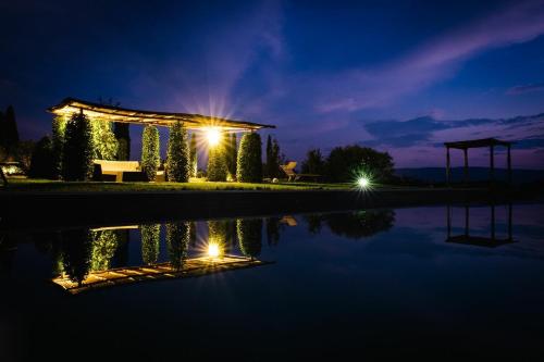 索维奇勒里尼迪亚生物旅馆的享有带凉亭的公园的夜景
