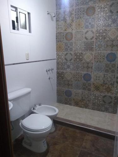 拉斐拉LOFT "sencillito" a pasos de la RUTA 34的一间带卫生间和淋浴的浴室
