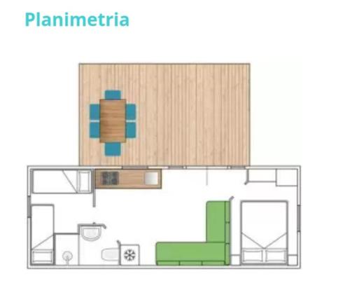 莱韦拉诺盖塔别墅乡村住宿加早餐旅馆的绿色家具的小房子的平面图