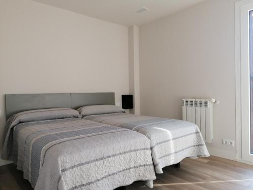 埃斯皮纳尔奥泽皮利Casa Patxikuzuria的卧室设有2张床和白色的墙壁。