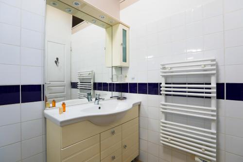 阿尔桑雷Maison de village Casserone pour 4 personnes的白色的浴室设有水槽和镜子