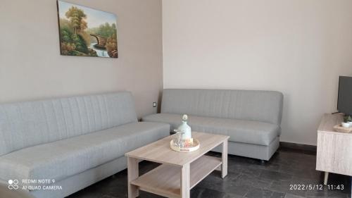 加藤-达拉特索Sunshine Apartments的客厅配有两张沙发和一张咖啡桌