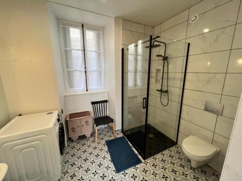 TreignacTreignac Place Studio的带淋浴和卫生间的浴室