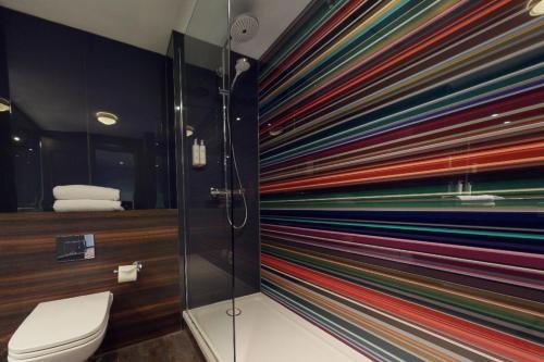 加登城切斯特圣大卫乡村酒店的带卫生间的浴室内的彩色墙壁