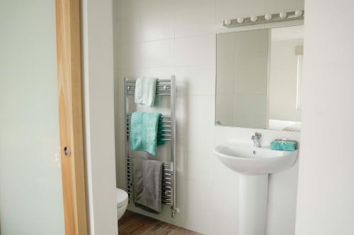 杜林Radharc na Mara的白色的浴室设有水槽和镜子