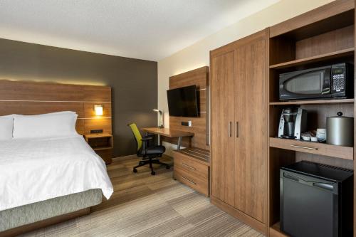 多伦多多伦多市中心快捷假日酒店的配有一张床和一张书桌的酒店客房