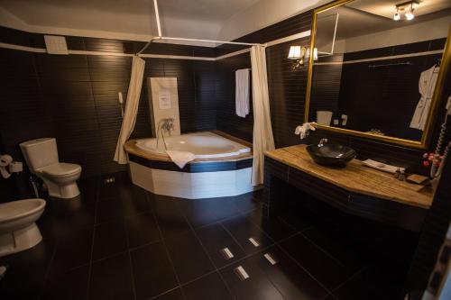 德瓦维纳斯酒店的带浴缸、卫生间和盥洗盆的浴室