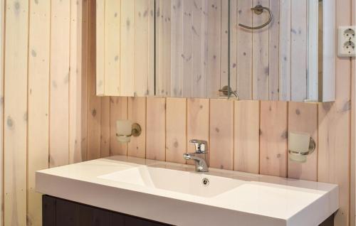 斯朱森Lovely Home In Sjusjen With Wifi的浴室设有白色水槽和镜子