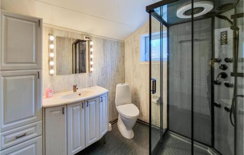 谢尔港Gorgeous Home In Skrhamn With Wifi的浴室配有卫生间、盥洗盆和淋浴。