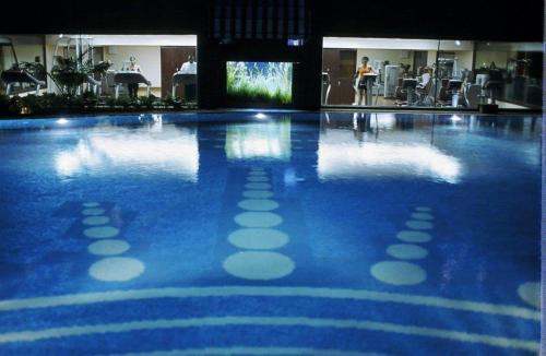 新德里新德里阿育王酒店的蓝色和白色的游泳池