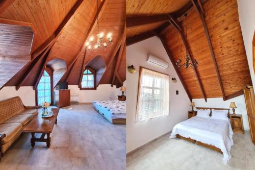 乔保克Agas Vendeghaz的房屋内卧室的两张照片