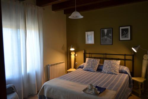 Pesquera de Duero佩斯克拉德杜埃罗拉坎塔摩罗乡村民宿的一间卧室设有一张床和一个窗口