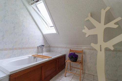 哈弗尔特Het Grote Paard的带浴缸和天窗的浴室