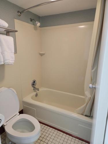 阿什维尔Downtown Inn的浴室配有白色卫生间和浴缸。