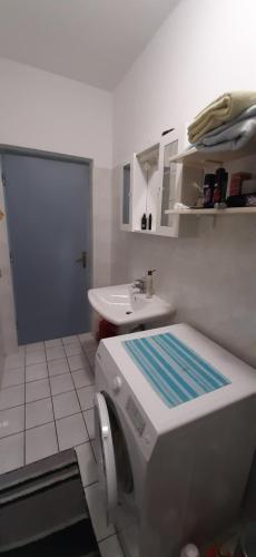 诺瓦利娅Apartment Pijer的一间带水槽和洗衣机的浴室
